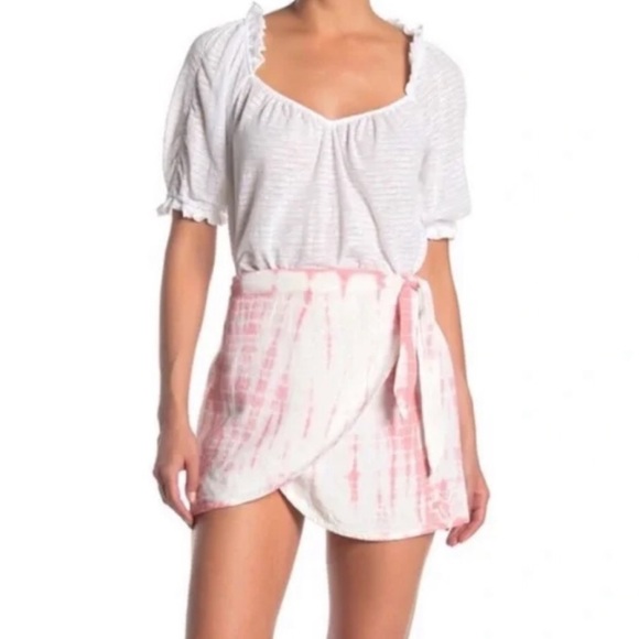 NWT Free People Anne Reed Rosie Tie Dye Wrap Mini Skirt. Pink. Size 4 - Picture 4 of 11
